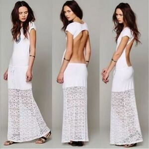 NEW Free People Nightcap Dreamcatcher Open Back Crochet Maxi Dress in White